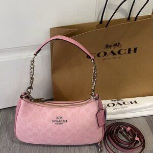 COACH Teri Shoulder Bag In Signature Canvas CV933 Dusty Pink